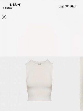 Aritzia Sleeveless  Crop Tank Top - Cream